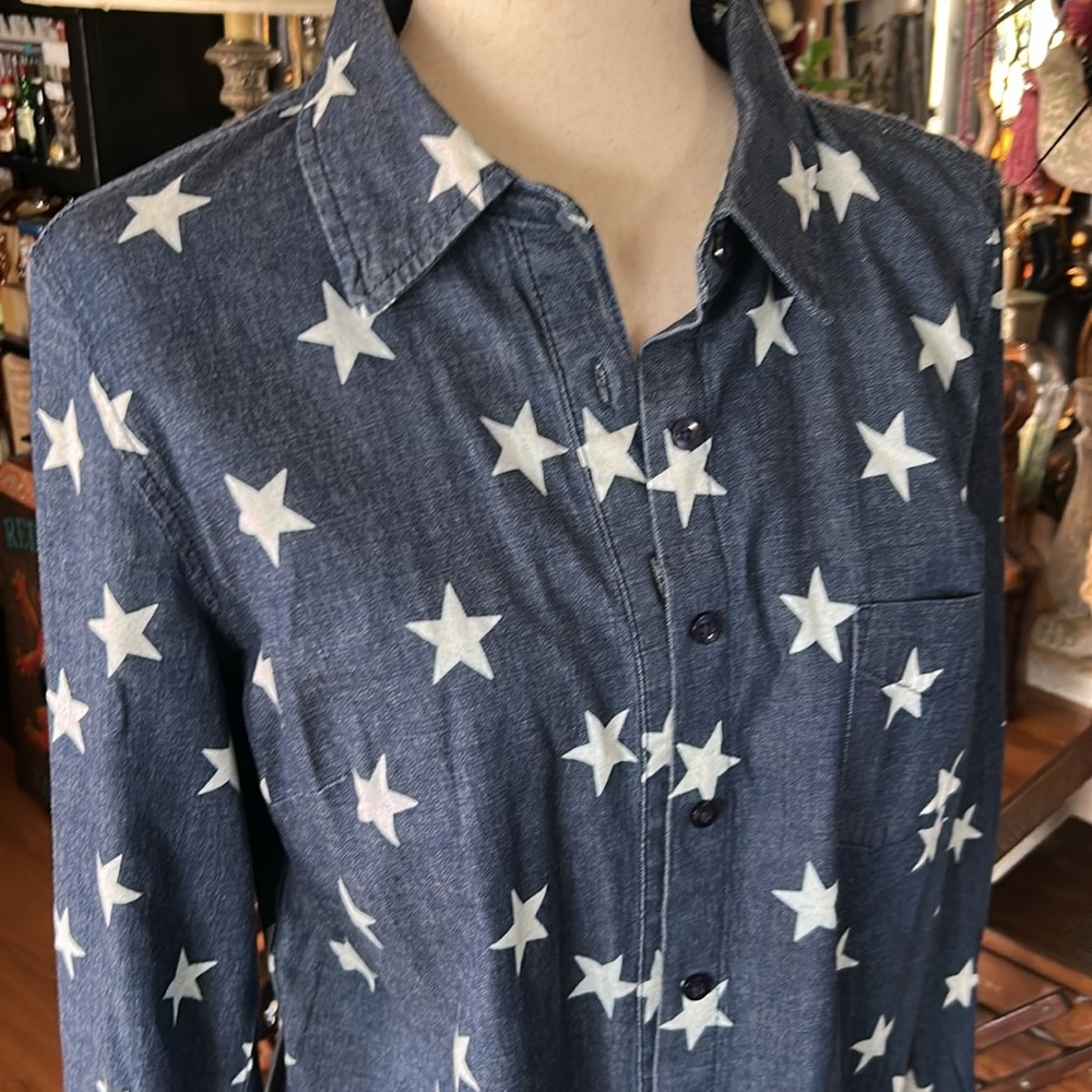Blue & White Stars Denim Shirt - Picture 3 of 15